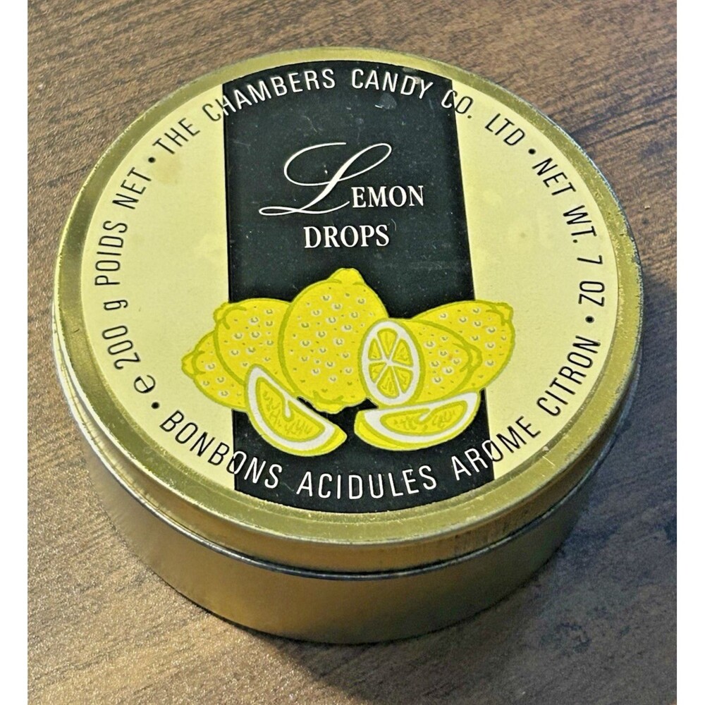 Vintage Lemon Drops Candy Bon Bons Citron Tin The Chambers Candy Company England